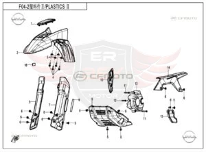 CFMOTO 250 Dual Krank Kutusu Sol Arka Kapak · Y4CFM4070A0173 · Teknik şema · Parça no 13